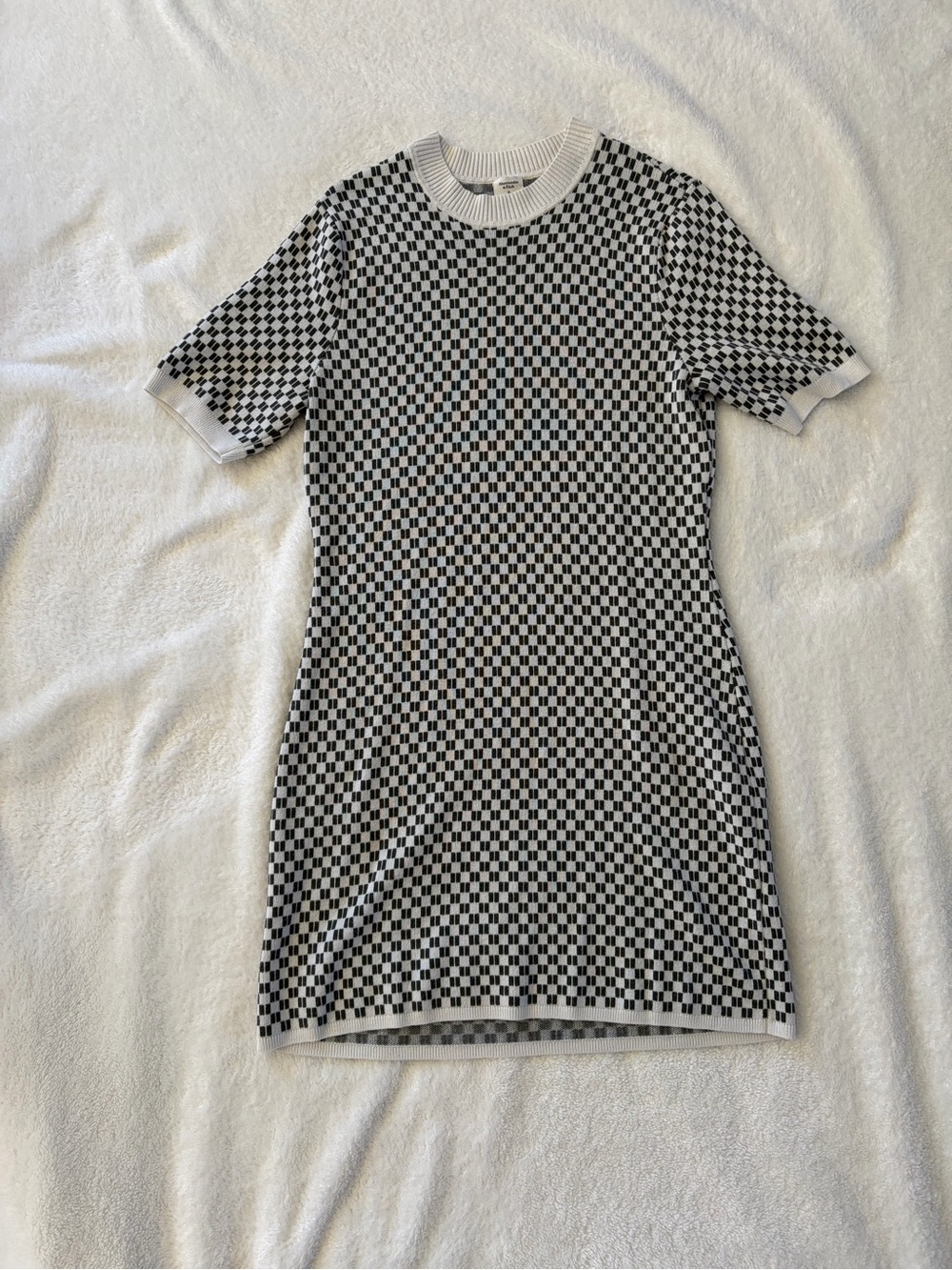 Olive & white check, mock neck Abercrombie dress